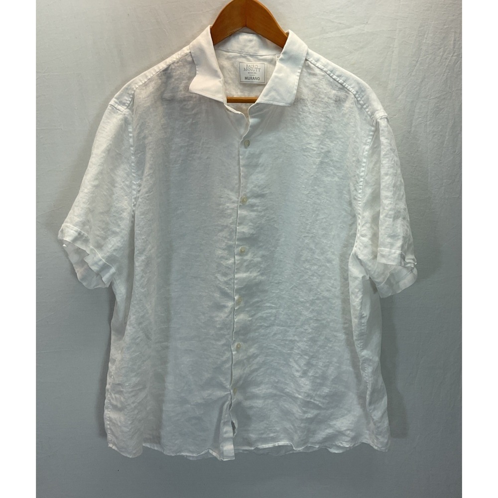 Murano Baird‎ McNutt Shirt Mens 2XL white Linen Short Sleeve Button Up resort